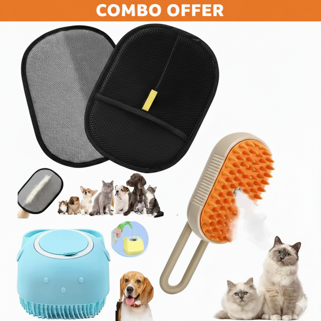 🐾 (PACK OF 3) 3-in-1 Steamy Cat Brush Combo
