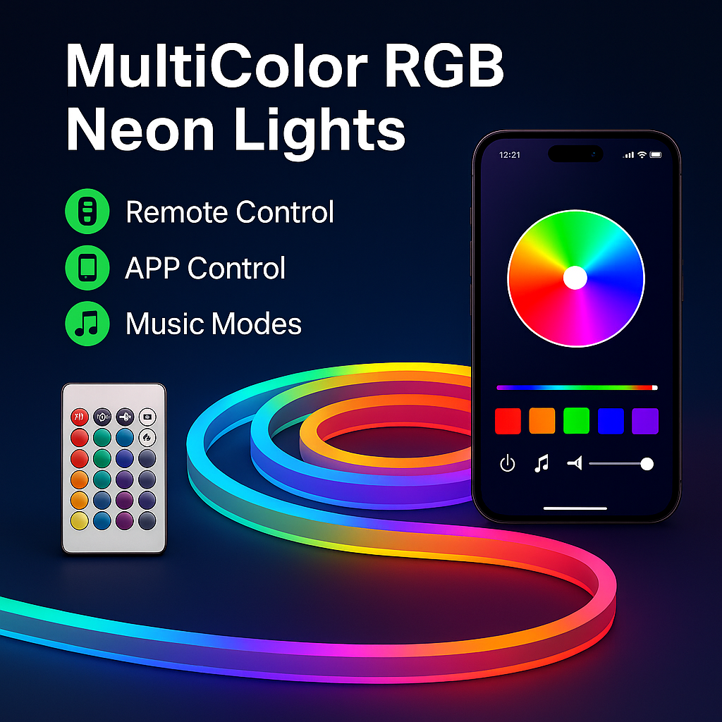 RGB Neon Light Strip 5M – Gaming & Room Decoration