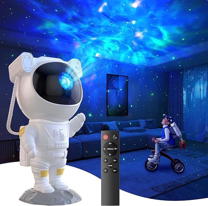 Astronaut Star Projector Night Light – Galaxy LED Projection Lamp (Remote & Timer)