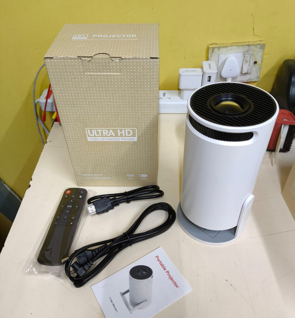 HY-320 Smart LED Projector – Portable 4K-Input Android Projector with 5G Wi-Fi & Adjustable Angle