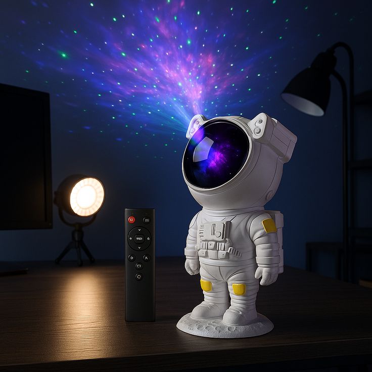 Astronaut Star Projector Night Light – Galaxy LED Projection Lamp (Remote & Timer)